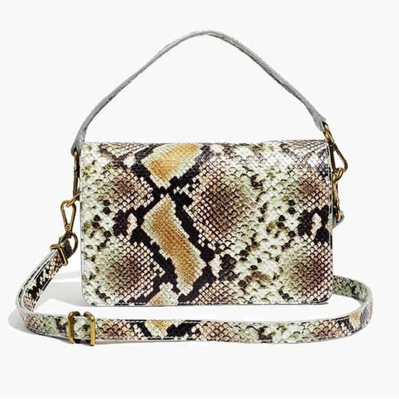 Madewell Flap Convertible Crossbody Snake Leather new with tags purse - Picture 1 of 13